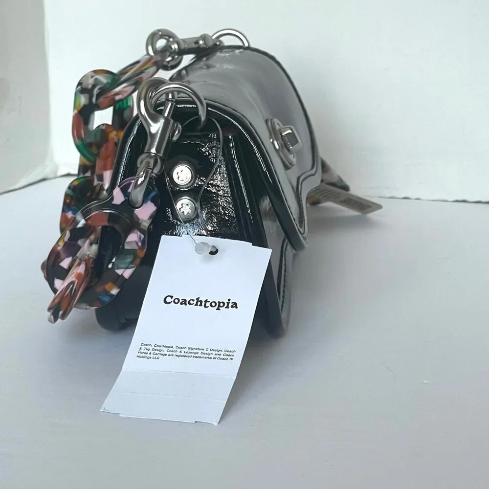 Coach Coachtopia Mini Wavy Dinky Bag CQ853 Black Patent Crossbody